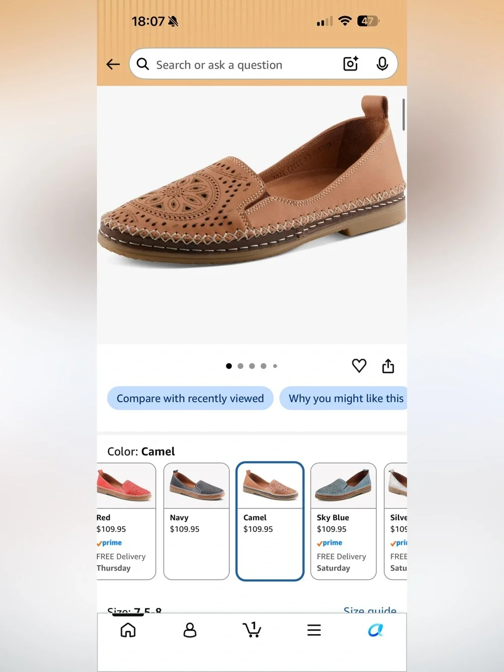 NEW Spring Step Ingrid Perforated Leather Slip-On Comfort Loafers Camel Size 38